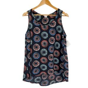 HALOGEN Black Circle Fireworks Tank Top High-Low Size Medium